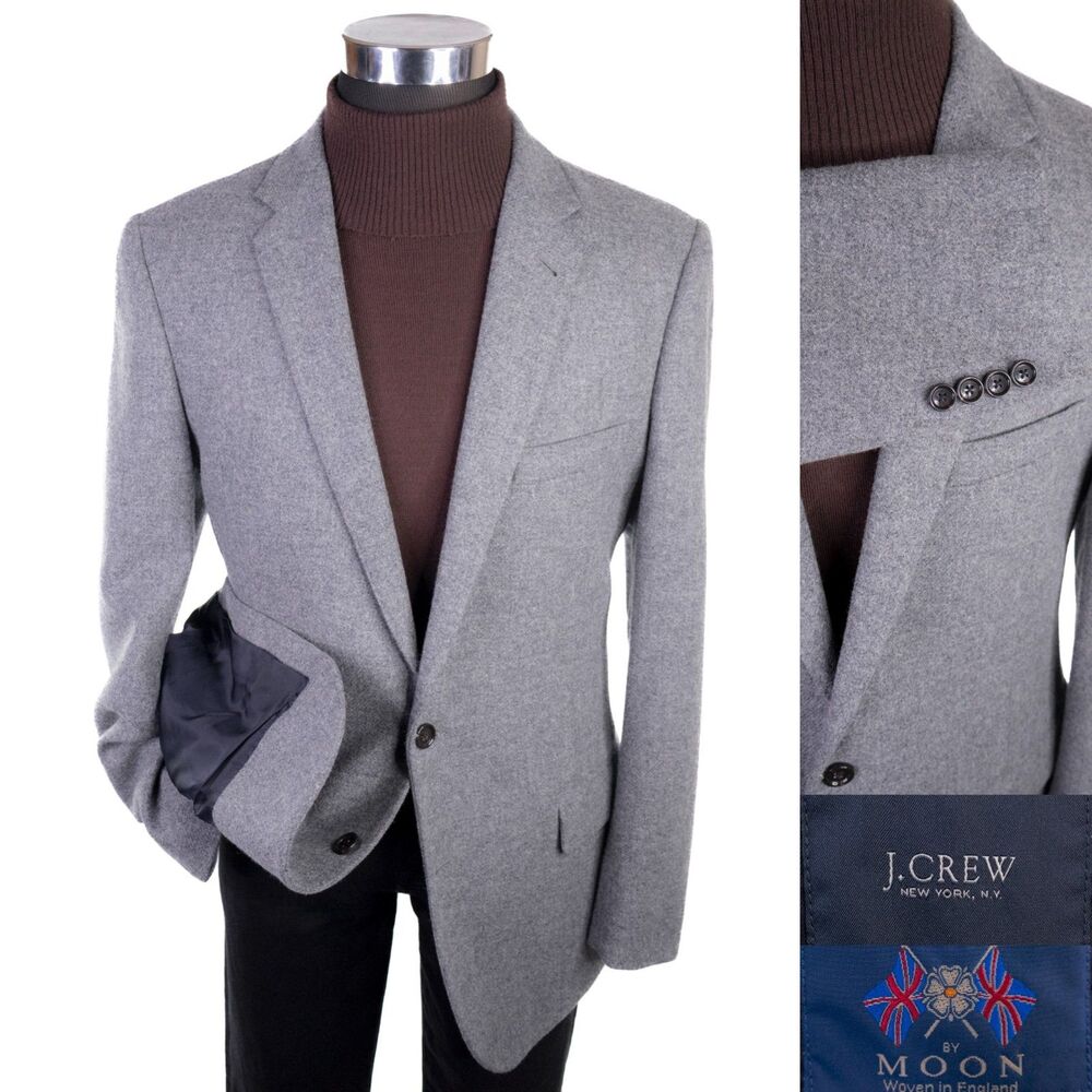 J Crew Ludlow British Moon Wool Tweed Sport Coat Blazer Sz 44R Gray Jacket EUC